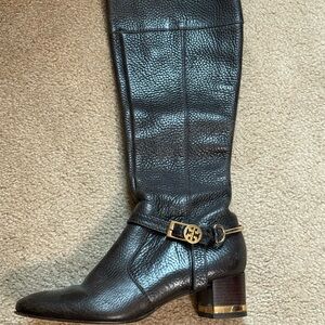Tory Burch Chocolate Brown Pebbled Leather Boots